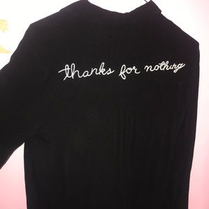 Black button down with wording
